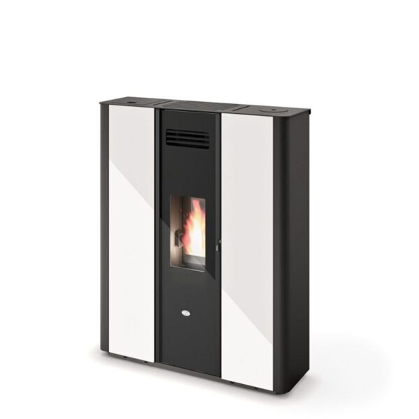 Extra flacher, kanalisierter, belüfteter Pelletofen – EVACALOR Emily 9,5 kW